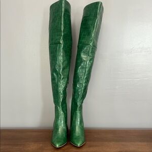 Fashion Nova Green Over-the-Knee Boots with Stiletto Heel